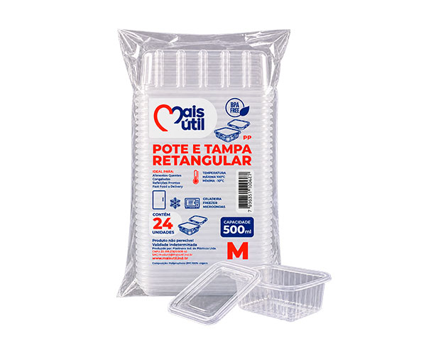 KIT POTE COM TAMPA PP 500ML